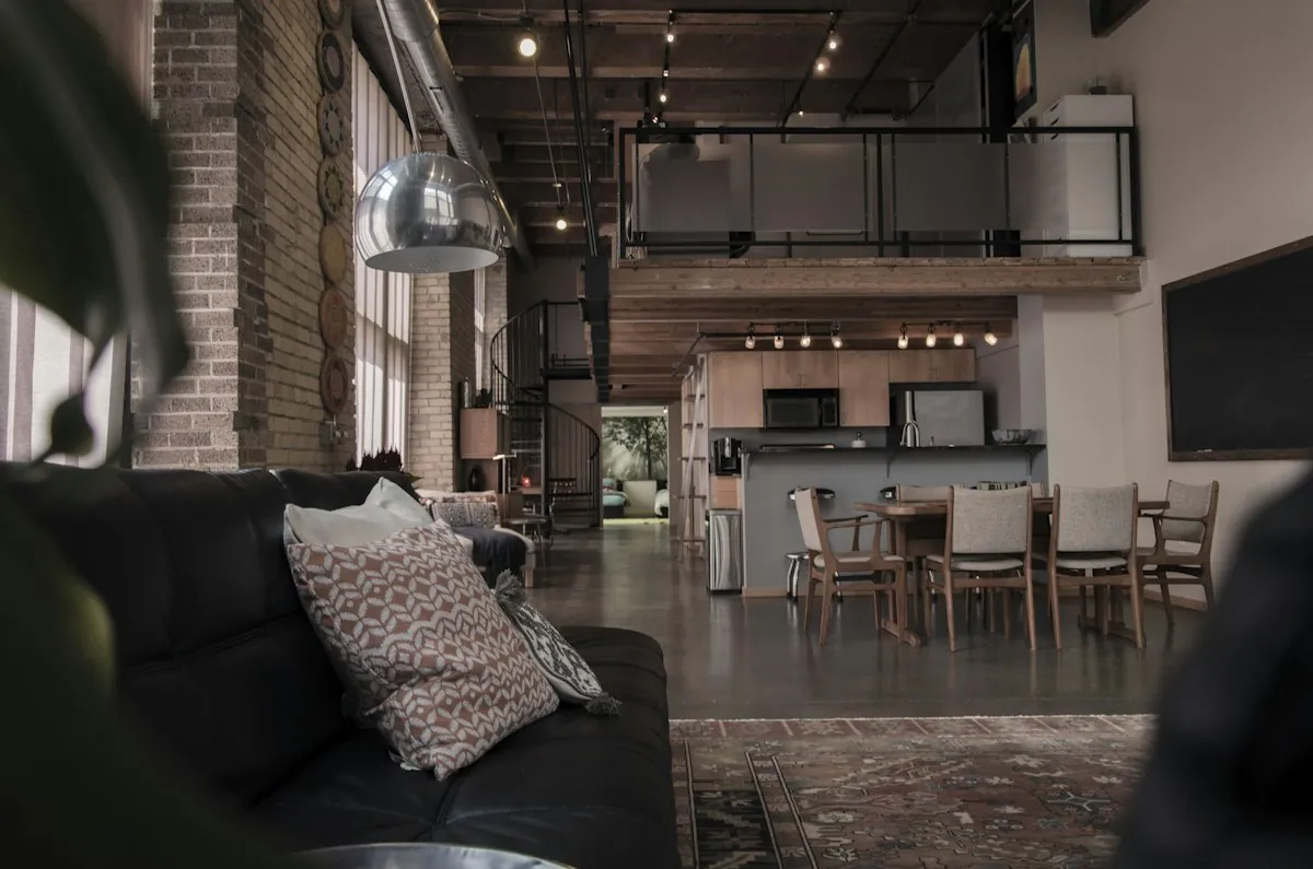 Open kitchen area in the spacious loft apartment